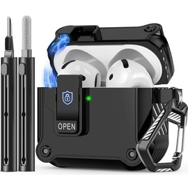 Inesore Inesore Compatible with AirPods 4th Generation Case,with Cleaner kit,Automatic Snap Switch Secure for New Airpods 4 Charging Cover [with Active Noise Cancellation] (2024)-Black