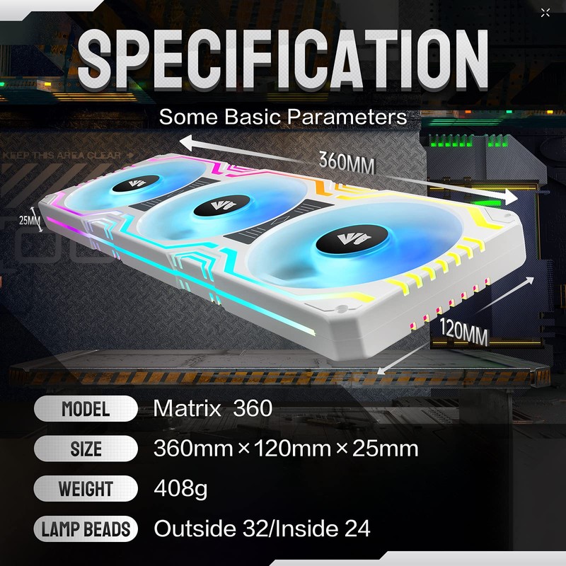 AsiaHorse 360mm Ventilador para PC, 58 Leds Ventilador RGB Ventilador