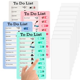 Litimkat Pack of 4 Memo Checklist Boards, To Do List Checklist Board, Chore Chart with 10 Dry Erase Paper, for Children, Adults, Schedule, Learning Planning, Reminder