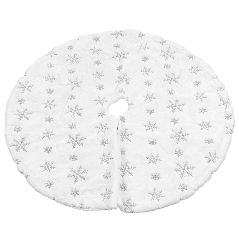 35.4in Christmas Tree Skirt Round Shape Soft Comfortable White Christmas