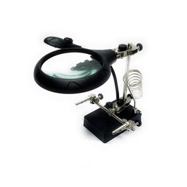 LEOFLA Magnification Lens with LED Table Light and Arms Pliers Support Third Hand