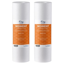 iSpring FP15X2 NSF Certified 10" x 2.5" Universal Sediment Water Filter Replacement Cartridges, 5 Micron Multi-layer Sediment Filter, 2 Pack