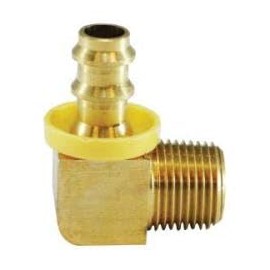 30372 90 deg Elbow, 1/4 in Push-On Hose Barbed x 1/8 in MIP, Brass (2 Pack)