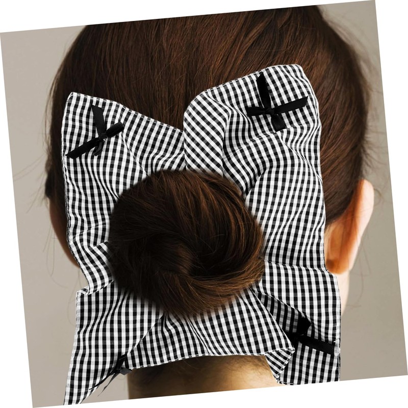 OATIPHO 2pcs Elegant Bow Scrunchies Plaid Fabric Stretchy Hair Ties