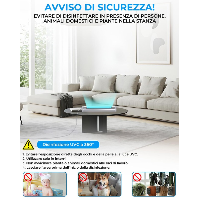 BrightArk 8W Lampada UVC germicida con ozono Lampada Sanificante da