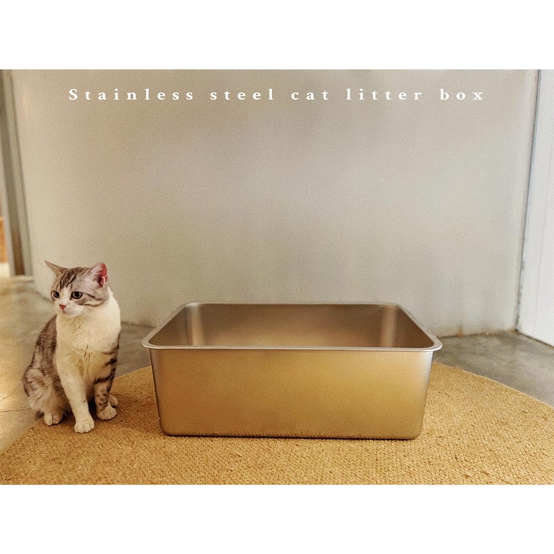 IKITCHEN Stainless Steel Cat Litter Box, Large Metal Litter Box