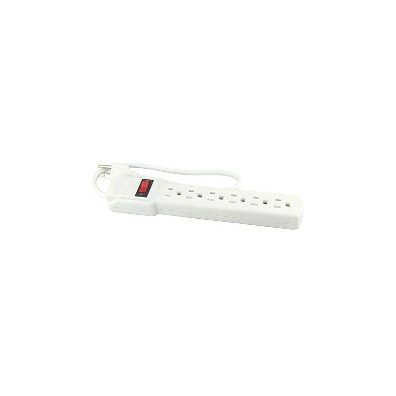SANELEC 8622 Barra Multicontacto, 6 Entradas, Protección de Sobrecargas, Blanco,