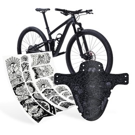 Riesel Design® MTB Set Mudguard and Frame Cover Film T3000 / Stylish MTB Mud Flaps / Mountain Bike Mudguard for All Wheel Sizes, Protective Film for the Frame (Vanlife Mud: PE)