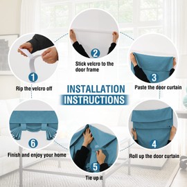 H.VERSAILTEX French Door Curtains Linen Textured Privacy Door Blinds Kitchen Window Curtain Waterproof 26 X 40 Inch Room Darkening Curtains for Glass Door Tie Up Shade, 1 Panel, Heather Storm Blue