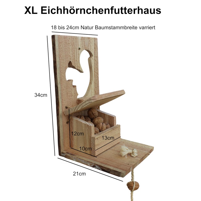 Squirrel Feeder with Flap - Animal Friendly Extra Large Wooden