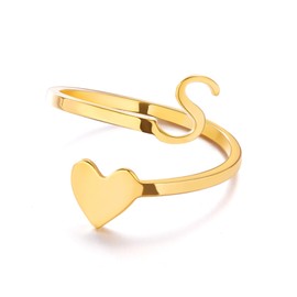 Stocking Stuffers Holiday Outfits for Women 2024 Gold Rings for Women Gold Initial Ring Gold Stackable Alphabet Rings Heart Rings Adjustable Open Rings for Women