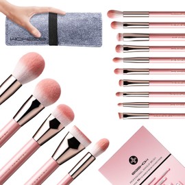Makeup Brushes, EIGSHOW 15pcs Professional Makeup Brush Set Premium Synthetic Kabuki Brush Foundation Contour Concealers Blush Eye Shadow Brush Kit With Case, Guide Best Gift for Women(MISTYROSE)