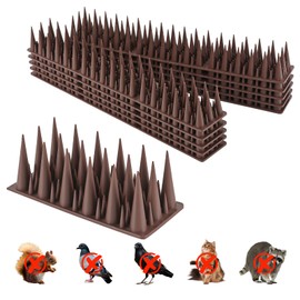 Bird Spikes，Pigeon Outdoor Deterrent Device，40 Pack Bird Deterrent Spikes for Small Birds Pigeon Squirrel Raccoon Cats Bird Defender Spikes for Outside to Keep Birds Away(Brown)