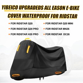 YIBEICO E-Bike Cover Waterproof Outdoor Storage for Ridstar Q20, Cover Rain Sun Dust Wind Proof with Storage Bag for Ridstar Q20(420D Black+Orange, XL Size) ﻿