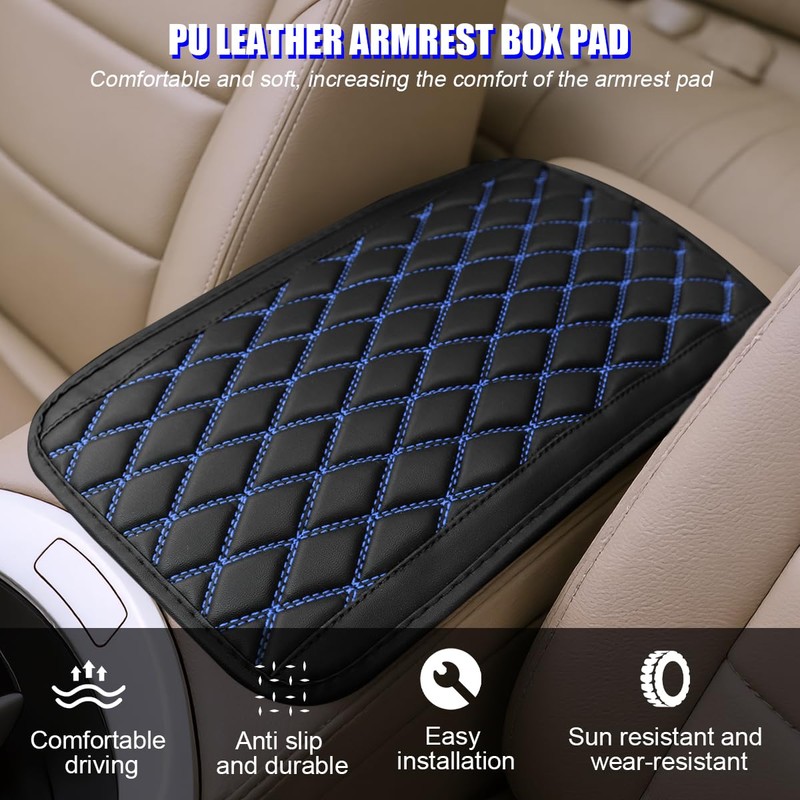 Zpana Car Center Console Cover, Scratch-Resistant Leather Vehicle Armrest Seat