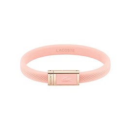 Lacoste - Pulsera para Mujer 2040065 - Silicona Rosa con Cierre Metálico - Detalle de Cocodrilo en Relieve - Acero Inoxidable Dorado Rosa - Diseño Deportivo y Elegante