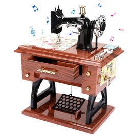 Globalstore Music Box, Vintage Mini Sewing Machine Music Box Gifts for Christmas, Birthday, Valentine's Day, Thanksgiving, Table Decoration Hand-Operated Present Adults Girls Boys Kid Toys