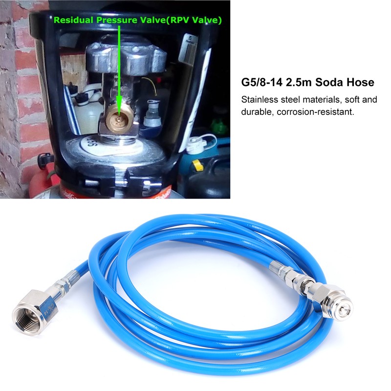 G5/8‑14 2.5m External Soda Hose Universal CO2 Gas Cylinder Refilling