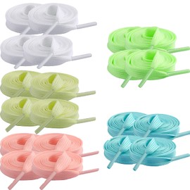 Zhenp 10 Pairs of Fluorescent Shoelaces, Luminous Flat Shoelaces, Width 8-9 mm, Luminous Sports Shoelaces, Woven, Fashion, Colourful Boot Laces, Various Colours, Durable, multicoloured