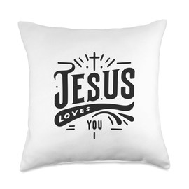 Jesus Loves You Inspirational Christian Faith Message Throw Pillow