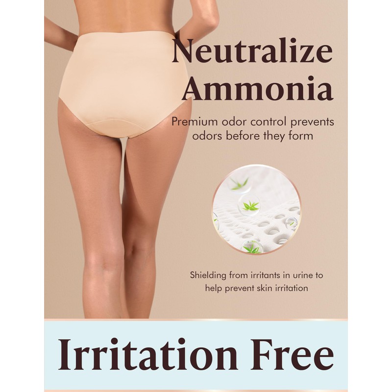 AIRCUTE Washable Absorbency Incontinence Underwear for Women Reusable Leak Proof