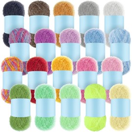 Amylove 20 Skeins Scrubby Yarn for Dishcloths Assorted Colors for Crocheting Polyester Scrubby Assortment Pastel Yarn for Knitting Dishwashing Dishcloths Craft Project (Rainbow Color)
