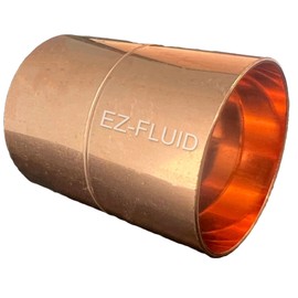 EZ-FLUID Plumbing 2-Inch C X C LF Copper Couplings Pressure Copper Fitting with Roll Pipe Tube Stop,Sweat Solder Connection End Repair Coupling Copper Fittings for Residential, Commercial.(1Pc) y