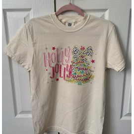 Unbranded Pink Christmas Tree Holly Jolly Christmas T-shirt
