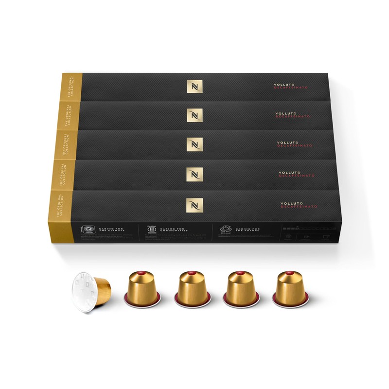 Nespresso Capsules Original Line, Volluto Decaffeinato Mild Roast Coffee, 50