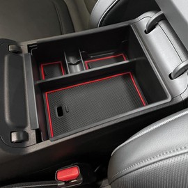 HGWEI Center Console Organizer Tray Compatible with Hyundai Tucson Limited/Hybrid/Tucson Hybrid SEL 2022-2024 Accessories (Automatic Transmission ONLY), Insert Armrest Interior Storage Box, Red