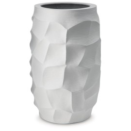 Signature Design by Ashley Patenleigh Contemporary Indoor Geometric Polyresin Tabletop Vase, White
