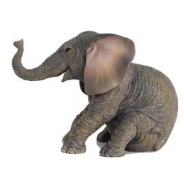 US 6.13 Inch Sitting Baby Elephant Decorative Figurine, Bronze Color