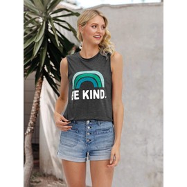 IRISGOD Womens Tank Tops Loose Fit Summer Cute Graphic Sleeveless Shirts Workout Basic Tunic