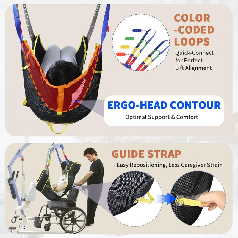 EZ Assistive Universal Full Body Patient Lift Sling, Patient Lift