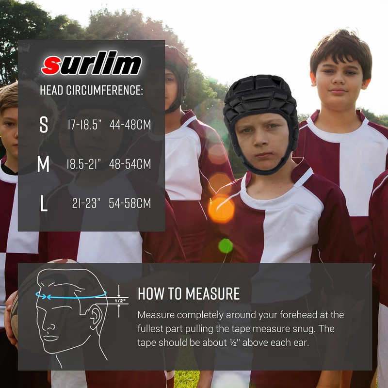 Surlim Rugby Helmet Headguard Headgear for Soccer Scrum Cap Soft