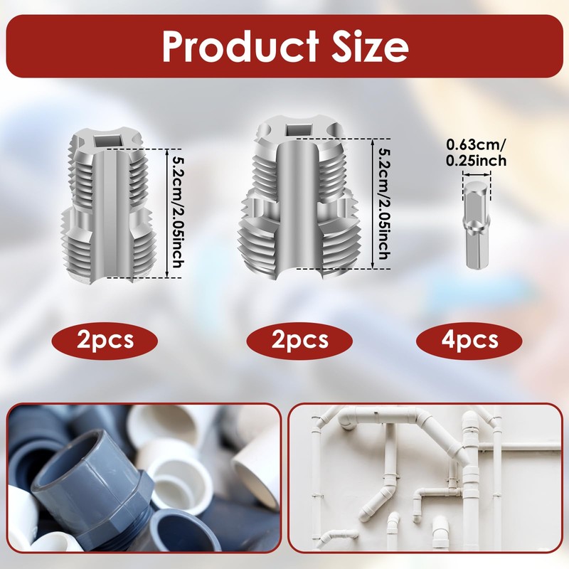 Tzdxfgl 2 Pcs PVC Pipe Thread Kit, Electric Drill Compatible