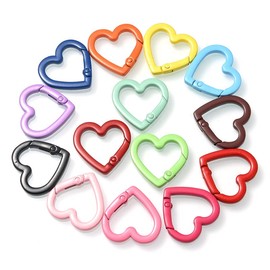 KXJHY 25PCS Heart Shape Key Rings, Crafts DIY Keychain Metal Key Rings for Home Car Office Organization, Arts Crafts Projects (Heart)