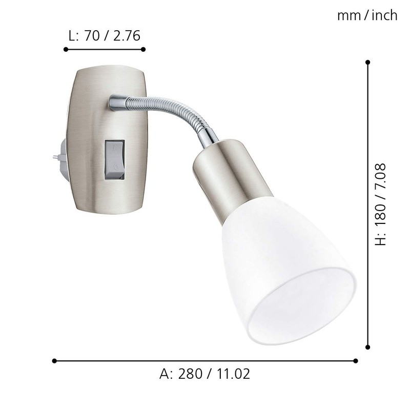EGLO Steckdosenspot Dakar 3, Steckerleuchte, Steckdosenlampe aus Metall in Nickel-matt,
