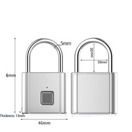 Smart Fingerprint Lock USB Charger Metal Anti-Theft Fingerprint Padlock Suitable for Home Security Keyless Door School Gym (Silver)