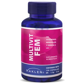 FEM MULTIVIT - Maklen Multivitaminico para Mujer con Omega 3 - Suplemento Integral para Mujeres, Apoyo Nutricional Completo - 120 Softgels de 1,300 mg