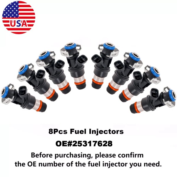 CHUSYYRAY 8Pcs Fuel Injectors 25317628 FITS 99-07 Chevy Silverado GMC