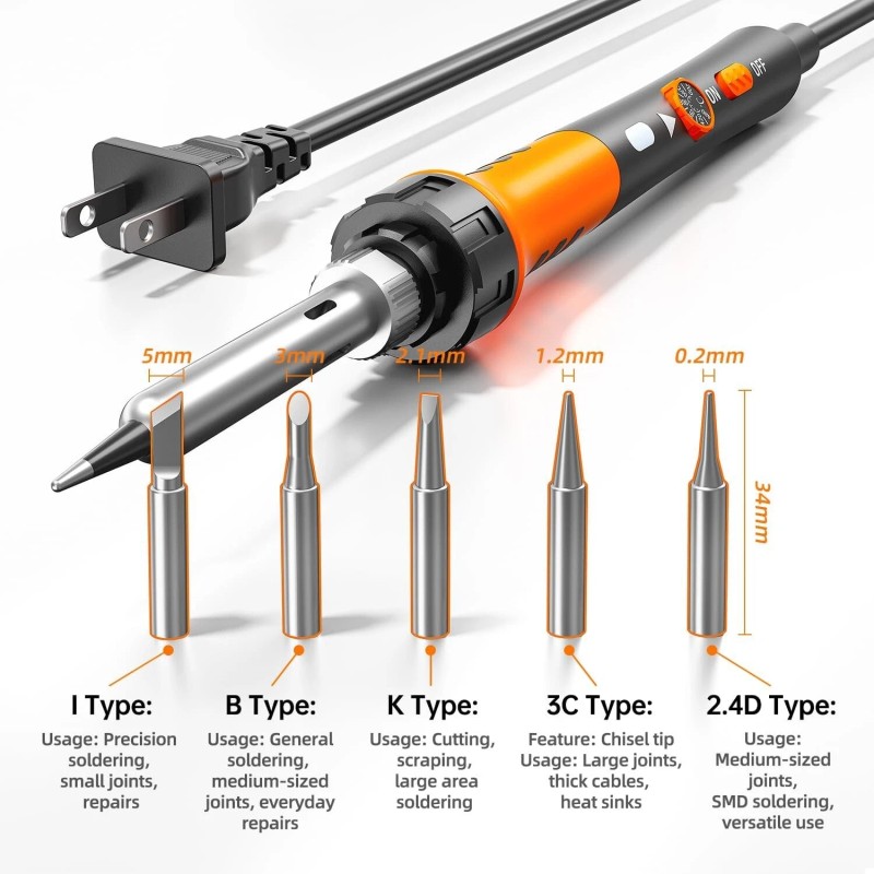 MEAKEST 60W Adjustable Temperature Soldering Iron Kit - 9-in-1 With