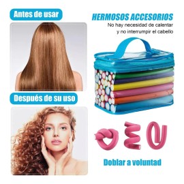 42piezas Rizadores De Cabello Sin Calor Rizo Tubos Cabello                                                                                            