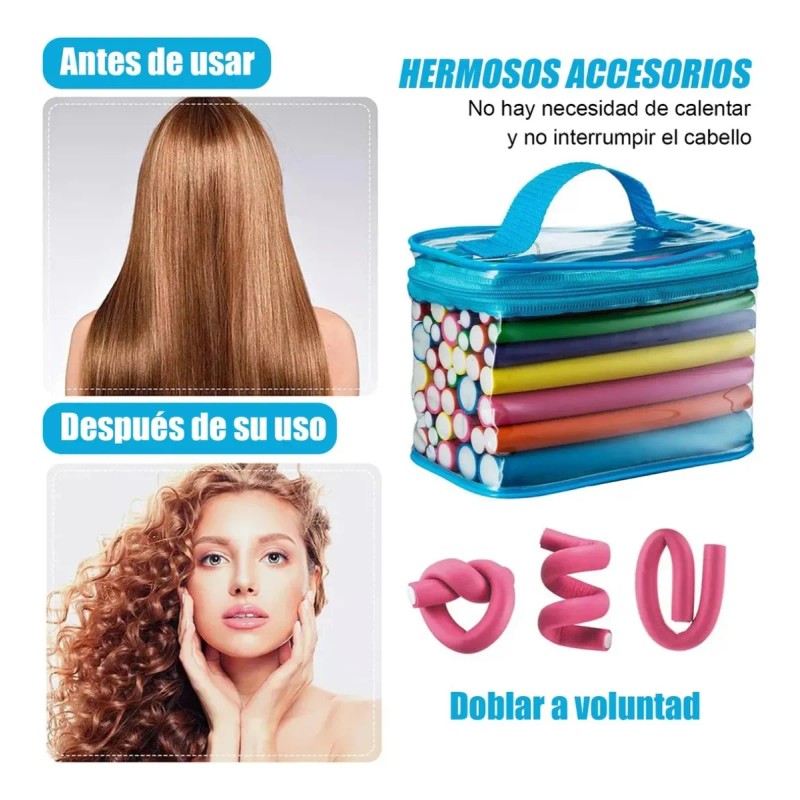42piezas Rizadores De Cabello Sin Calor Rizo Tubos Cabello