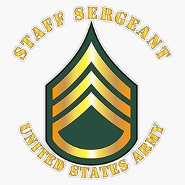 HOF Trading Army - Staff Sergeant - SSG Vinyl Sticker Waterproof Decal Laptop Wall Window Bumper Sticker 5"