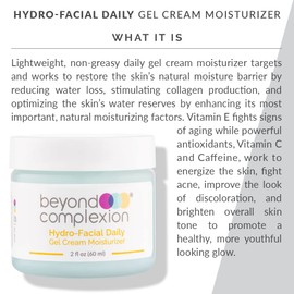 Beyond Complexion Hydro-Facial Daily Gel Cream Moisturizer - Non-Greasy Moisturizer Restores Natural Moisture Barrier by Reducing Water Loss (2 fl oz. 60ml)