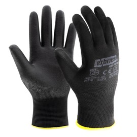 EXBRIECO, Work Gloves, 3, 6 or 12 Pairs Protective Gloves for Men and Women, Polyester and Polyurethane, Breathable, Tactile Precision, Durable, Mechanic, Construction, EPI