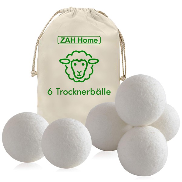 Spree Delta Dryer Balls, Set of 6 in Hessian Sack With Soft Linen 100% New Zealand virgin wool – Hypoallergenic Allergy, Quick Dry, Reusable, Quiet