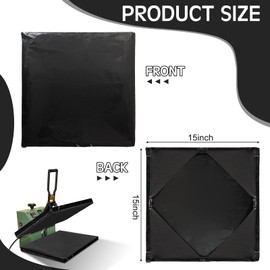 Yaomiao 2 Pcs 15 x 15 Inches Black Heat Press Platen Wrap Cover Non Stick Heat Resistant Press Cover for Protecting Machine from Adhesives Residue Scratches Inks