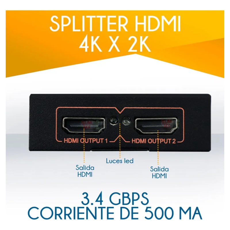 Splitter Hdmi 4k 2k 1 Entrada 2 Salidas Full Hd